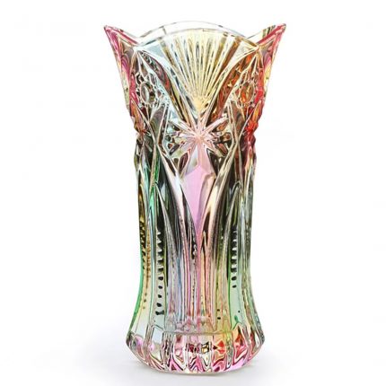 Glowcarts Handmade Colorful Glass Vase with Unique Pattern Design