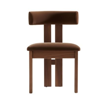 Modern Walnut Dining Chair with Padded Seat and Backrest